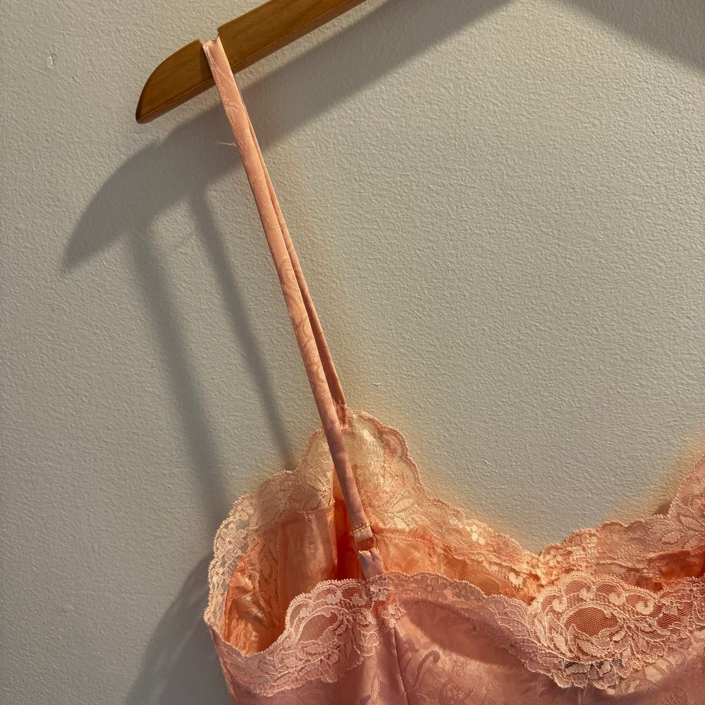 Vintage Victorias Secret Gold‎ Label Medium Slip Dress Satin Chemise Pink Lace - Picture 11 of 13
